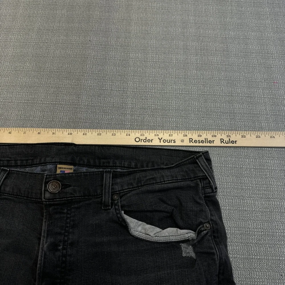 True Religion Rocco Relaxed Skinny Jeans Mens 40x33 Distressed Gray  Made in USA